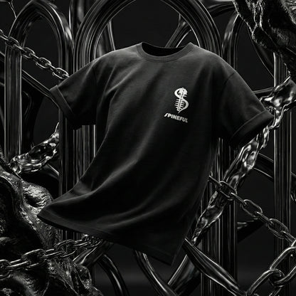 SPINEFUL Street Box Tee — Logo and Spine/Sword symbol