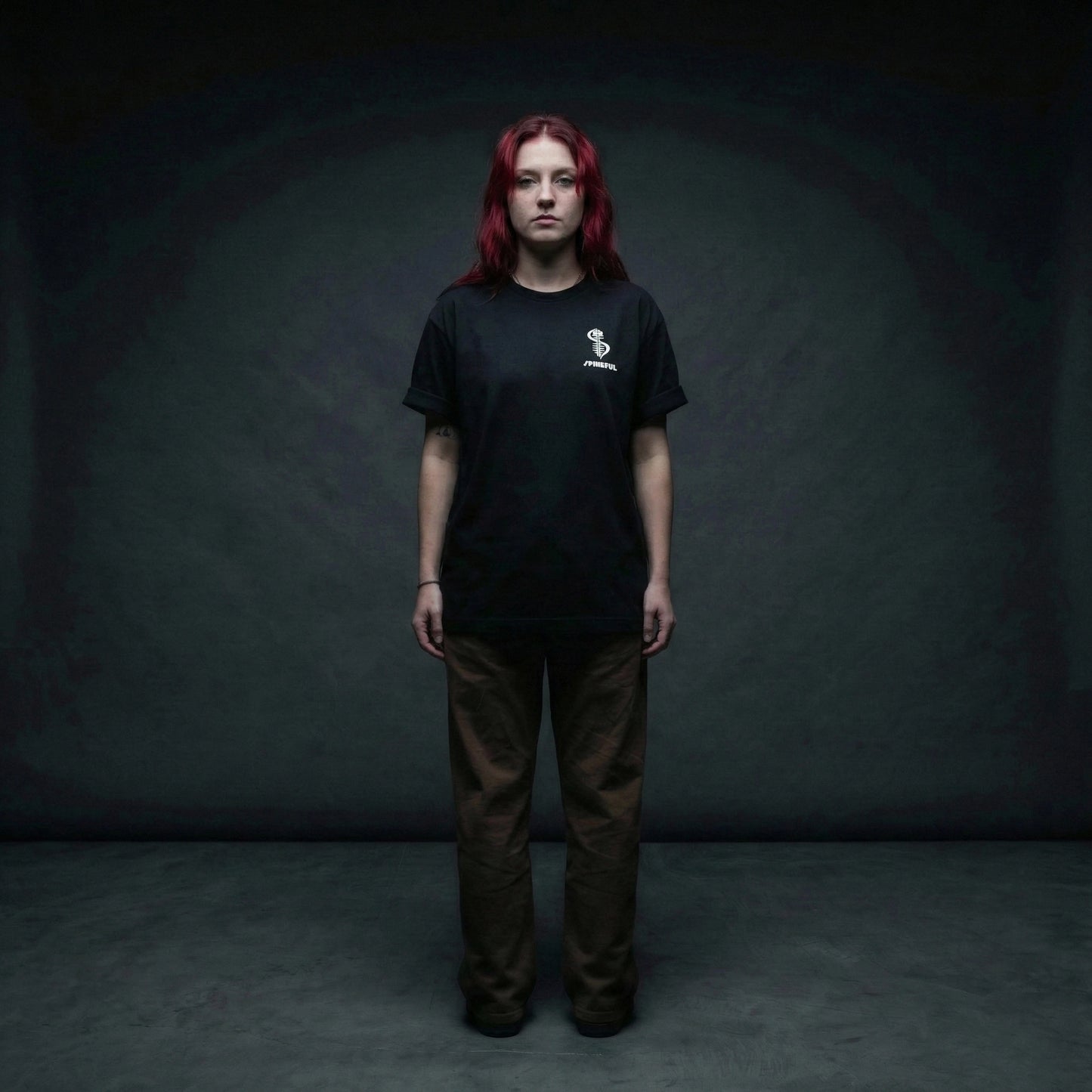 SPINEFUL Street Box Tee — Logo and Spine/Sword symbol