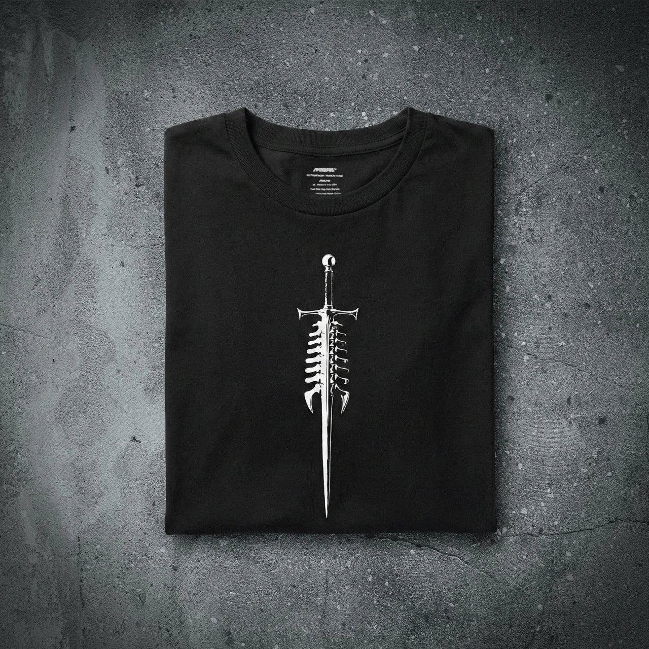 SPINES UP T w/SPINEFUL sword (front) and the S🔹P🔹F🔹L🔹 code down your spine.