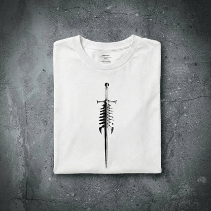 SPINES UP T w/SPINEFUL sword (front) and the S🔹P🔹F🔹L🔹 code down your spine.