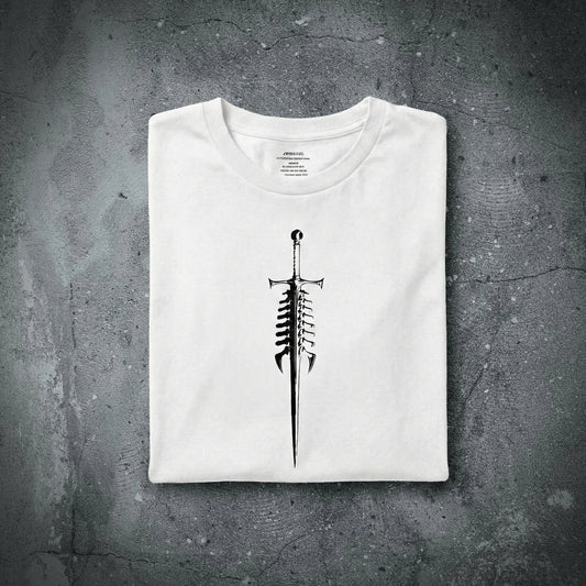 SPINES UP T w/SPINEFUL sword (front) and the S🔹P🔹F🔹L🔹 code down your spine.
