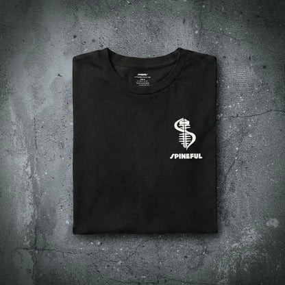 SPINEFUL Street Box Tee — Logo and Spine/Sword symbol